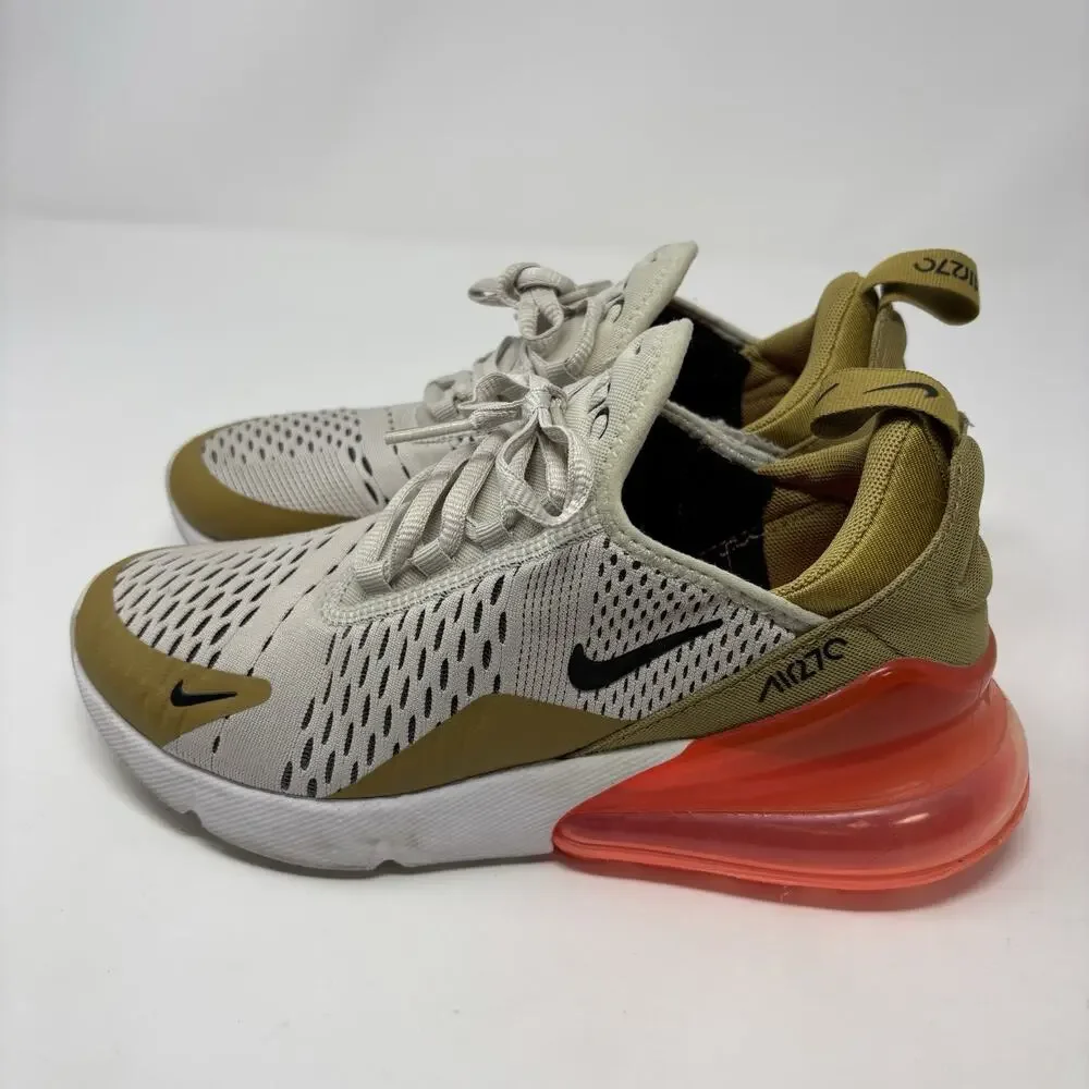 Nike‎ Air Max 270 White Gold Orange Athletic Running Shoes Women’s 7 AH6789-700